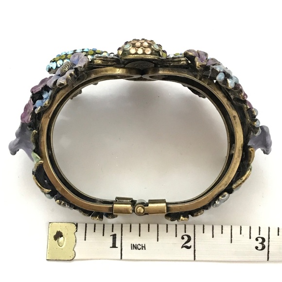 KIRKS FOLLY Bee Rhinestone Cuff Bracelet Jeweled Bee Flowers To Be or Not To Bee - Picture 14 of 16
